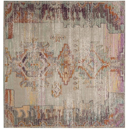 Safavieh 5 x 5 ft. Round Crystal Power Loomed Rug; Light Grey & Purple CRS517P-5R